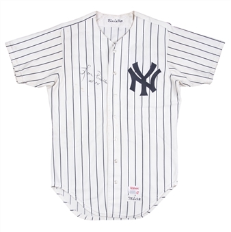 1975 Lou Piniella Game Used and Signed New York Yankees Home Jersey (Sports Investors Authentication)